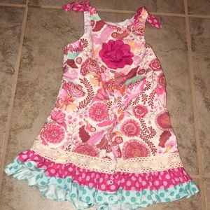 Peaches N Cream pink flower romper